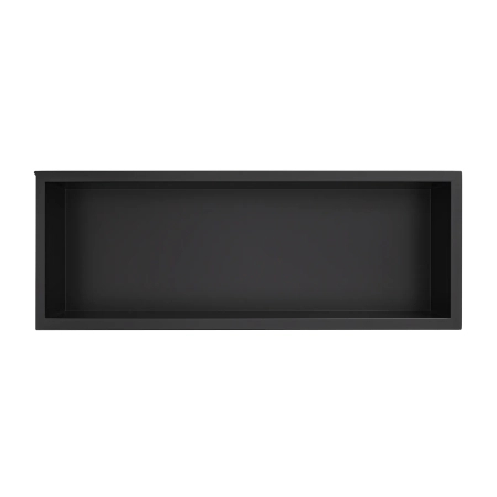 Balneo WALL-BOX ONE Black 60x20x10 cm black stainless steel recessed shelf with collar