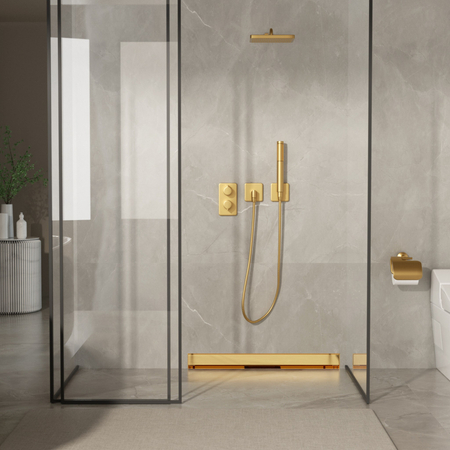 Odpływ liniowy ścienny Balneo W-Drain NEXT 2w1 90 cm złoty dwustronny