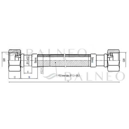 Balneo PEX connection hose gray braided 3/8" x 3/8" 60 cm