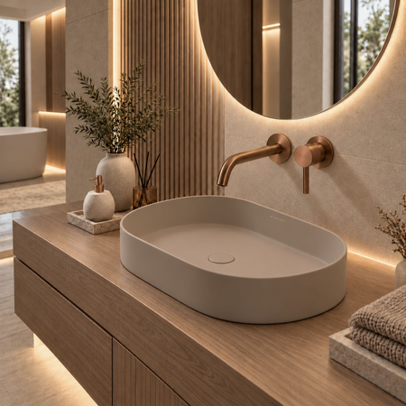 Washbasin ETERIA Solid Surface Mocca Mousse