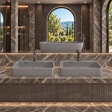 Washbasin BELORIA Solid Surface Cemento Raw
