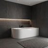 Freestanding bathtub corner right Balneo AVOLA PLUS NO RIM 160 x 75 cm white acrylic with frame made of stainless steel and 6 stabilizing legs with overflow and white plug