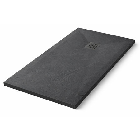 Composite shower tray Balneo Stone Tray 110 × 80 × 2.5 cm, dark gray, low-profile, rectangular.