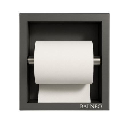 Balneo Wall Box Paper Holder 1 Gun Metal built into a stainless steel wall