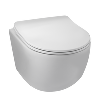 Balneo Luna White Rimless Wall-Hung WC Pan, Collarless, with Slow-Closing Duroplast Seat