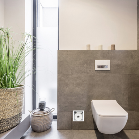 Balneo Wall Box Paper 3 White In-Wall Stainless Steel Paper Shelf