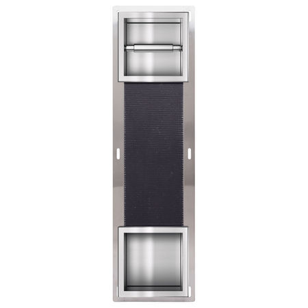 Balneo Wall Box Paper 2 recessed paper holder with built-in storage in brushed stainless steel.