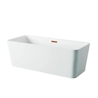 Balneo ROMA freestanding bathtub 170 x 80 cm white acrylic with stainless steel frame and 6 stabilising legs with overflow and copper plug
