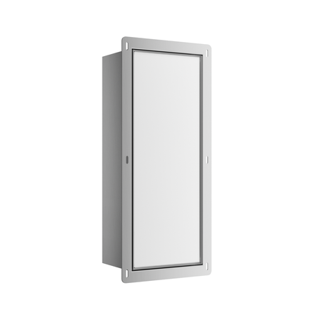 Storage compartment on brush TOILET Balneo Wall Box Brush S White Glass right for built-in in wall made of stainless steel