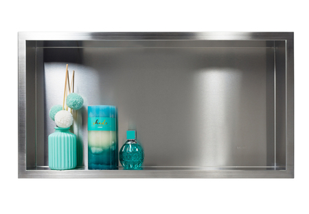 Półka wnękowa Balneo Wall Box One Inox 60 x 30 x 7 cm ze stali nierdzewnej szczotkowanej z kołnierzem