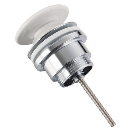 Balneo Klik Klak D brass basin plug white universal with ceramic head
