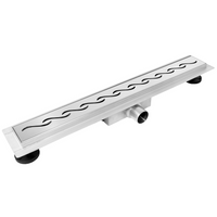 Odpływ liniowy podłogowy Balneo Decor Next Wave 60 cm z panelem dekoracyjnym ze stali nierdzewnej szczotkowanej z niskim syfonem i głębokim osadnikiem