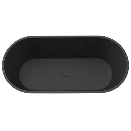 Wanna wolnostojąca VALIA Solid Surface Carbon Black z syfonem i korkiem