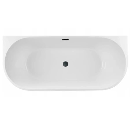 Wanna wolnostojąca przyścienna Balneo VIVA 170 x 80 cm biała akrylowa z ramą ze stali nierdzewnej i 6 nóżkami stabilizującymi z przelewem i korkiem czarnym