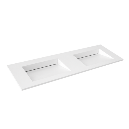 Umywalka ALVERIA Solid Surface Coco White/Biała z odpływem liniowym podwójna 140 cm