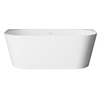 Freestanding bathtub wall-mounted Balneo VIVA NO RIM 170 x 80 cm white acrylic with frame made of stainless steel and 6 stabilizing legs with overflow and white plug
