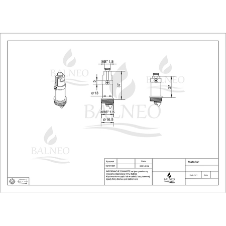 Mechanism plug Balneo Klik-Klak for series D