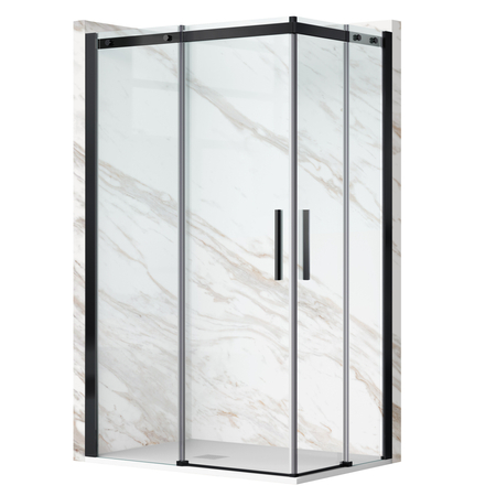 Kabina prysznicowa rozsuwana Balneo Rio 80 x 100 cm czarna transparentna