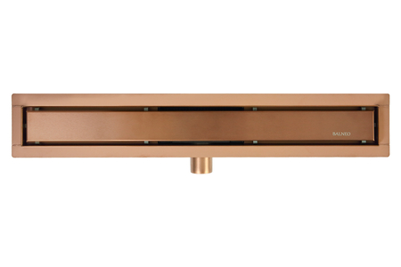 Linear drain floor Balneo Duplex Next Copper 70 cm copper double-sided made of stainless steel brushed with low trap and deep sediment trap
