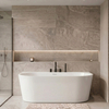 Freestanding bathtub wall-mounted Balneo VIVA PLUS NO RIM 170 x 80 cm white acrylic with frame made of stainless steel and 6 stabilizing legs with overflow and white plug