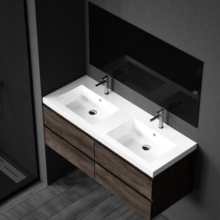 Umywalka nablatowa Balneo Maxi 120 x 46 biała z konglomeratu