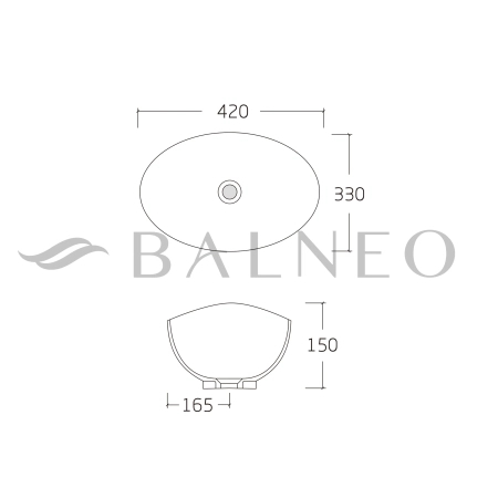 Balneo Loren 42 × 33 cm White Ceramic Countertop Washbasin