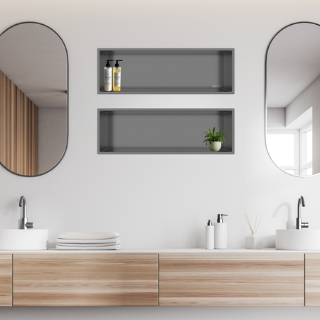Balneo Wall Box One Gun Metal 60x20x10 cm stainless steel recessed shelf with flange