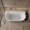 Freestanding bathtub wall-mounted Balneo VIVA NO RIM 170 x 80 cm white grey acrylic with frame made of stainless steel and 6 stabilizing legs with overflow and white plug