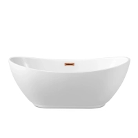 Balneo PARMA freestanding bathtub 170 x 72 cm, white acrylic with a stainless steel frame and 6 stabilizing legs, featuring an overflow and copper drain