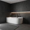 Freestanding bathtub corner left Balneo AVOLA NO RIM 170 x 80 cm white acrylic with frame made of stainless steel and 6 stabilizing legs with overflow and white plug