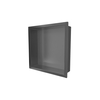 Balneo Wall Box One Recessed Shelf, Gun Metal, 30 x 30 x 7 cm, Brushed Stainless Steel with Flange