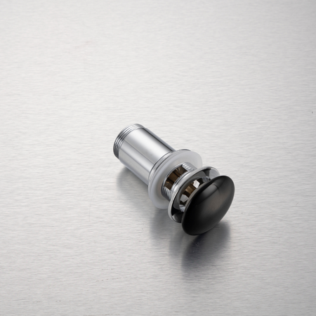 Brass washbasin stopper Balneo Klik Klak C black with overflow with ceramic head