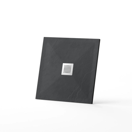 Brodzik z konglomeratu mineralnego Balneo Stone Tray 90 x 90 x 2,5 cm ciemnoszary niski kwadratowy