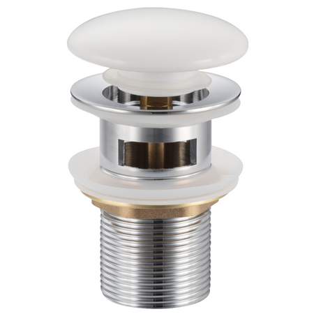 Brass basin click-clack plug Balneo Klik Klak A white with overflow and ceramic head