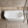 Freestanding bathtub corner right Balneo AVOLA NO RIM 160 x 80 cm white acrylic with frame made of stainless steel and 6 stabilizing legs with overflow and white plug