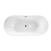 Balneo PARMA freestanding bathtub 170 x 72 cm, white acrylic with a stainless steel frame and 6 stabilizing legs, featuring an overflow and chrome drain