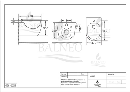 Bidet podwieszany WC Balneo Arox biały