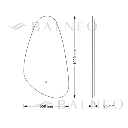 Illuminated asymmetrical mirror Balneo SORA 55 x 100 cm