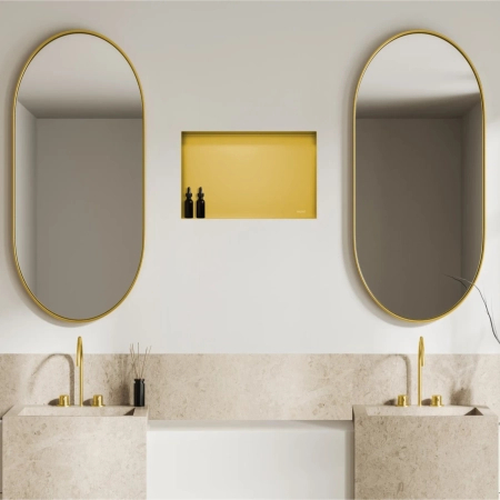 Balneo Wall Box No rim Gold 60 x 30 x 10 cm stainless steel recessed shelf without collar