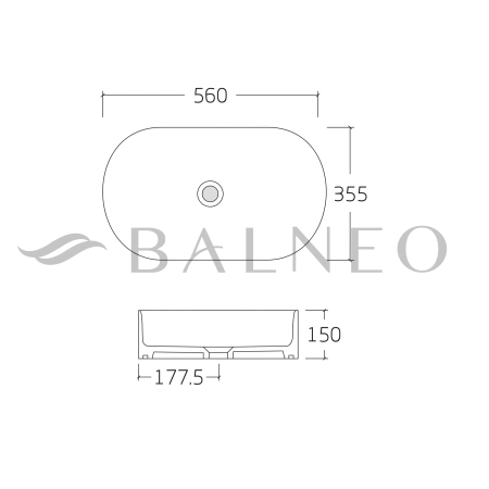 Balneo Vilar Above-Counter Basin 56 x 35.5 cm, White Ceramic