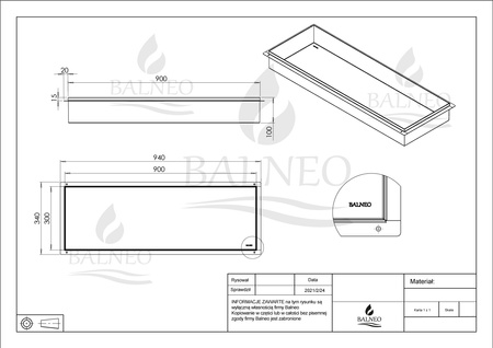 Półka wnękowa Balneo Wall Box No rim Inox 90 x 30 x 10 cm ze stali nierdzewnej szczotkowanej bez kołnierza
