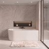 Freestanding bathtub corner right Balneo AVOLA PLUS NO RIM 160 x 75 cm white acrylic with frame made of stainless steel and 6 stabilizing legs with overflow and white plug