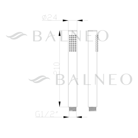 Balneo Cascade Shower Head Model 1 Black