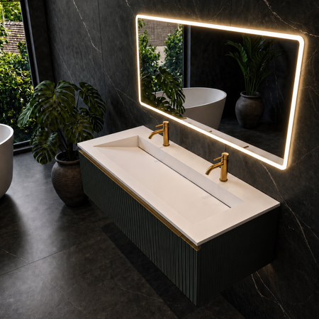 Umywalka ALVERIA Solid Surface Coco White/Biała z odpływem liniowym 120 cm