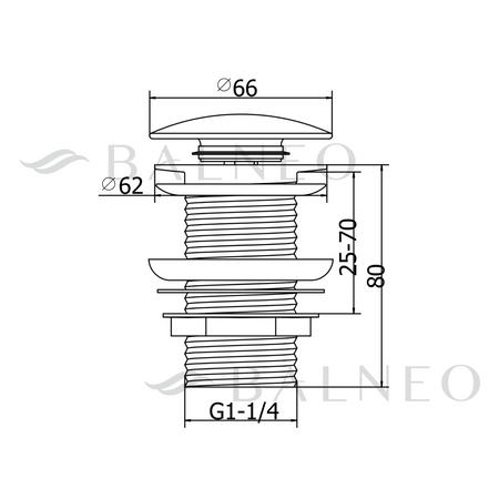 Brass washbasin stopper Balneo Klik Klak A black without overflow with ceramic head