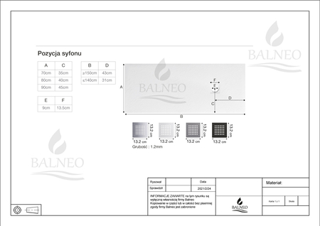 Balneo Stone Tray Composite Shower Tray 120 x 90 x 2.5 cm, Light Gray, Low-Profile Rectangular