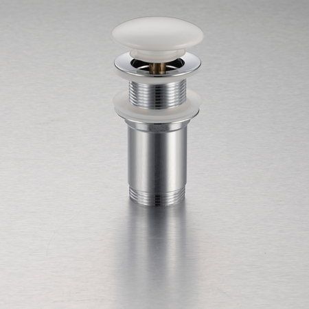 Brass washbasin stopper Balneo Klik Klak C white without overflow with ceramic head