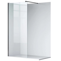 Shower screen Balneo Beira 90 x 200 cm black glass transparent 8 mm
