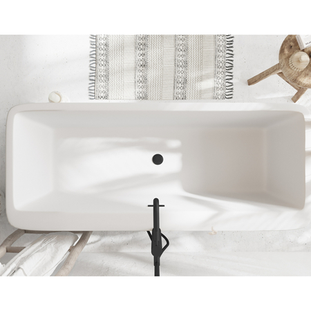 Balneo ROMA freestanding bathtub 170 x 80 cm white acrylic with stainless steel frame and 6 stabilising legs with overflow and black plug