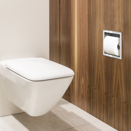 Balneo Wall Box Paper 1 Recessed In-Wall Paper Holder, Brushed Stainless Steel